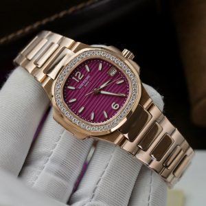 Đồng Hồ Patek Philippe Nautilus 7118 Nữ Đính Đá Dây Kim Loại Mặt Số Tím 35 (1)