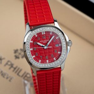 Đồng Hồ Patek Philippe Nữ Đính Đá Màu Đỏ Aquanaut 5067 Xưởng PPF 35 (9)