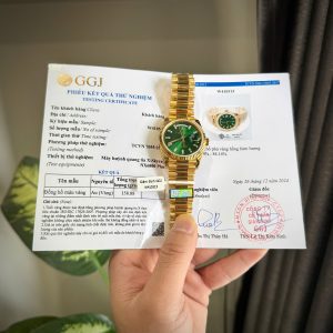 Đồng Hồ Rolex Chế Tác Phủ Vàng Thật Day-Date 128238-0130 Mặt Xanh Lá QF 40mm (8)