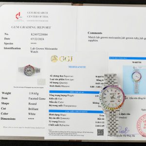 Đồng Hồ Rolex DateJust Rainbow Đính Đá Moissanite Hong Kong Chế Tác 41mm (4)