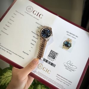 Đồng Hồ Rolex Day-Date Phủ Vàng Hồng 18K Nặng 186 Grams Mặt Xanh Blue Xưởng QF 40mm (6)