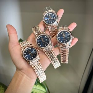 Đồng Hồ Rolex Day-Date Phủ Vàng Hồng 18K Nặng 186 Grams Mặt Xanh Blue Xưởng QF 40mm (6)