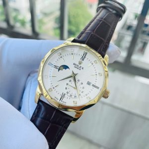 Đồng Hồ Rolex Fake Cao Cấp Máy Cơ Nhật Nam Dây Da Màu Đen 40mm (6)