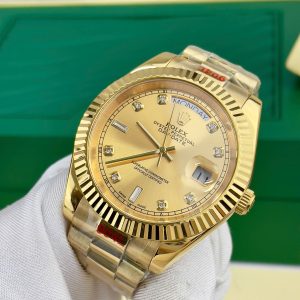 Đồng Hồ Rolex Fake Máy Cơ Nhật Automatic Day-Date Vàng Vàng 40mm (7)