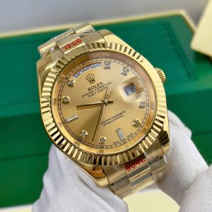 Đồng Hồ Rolex Fake Máy Cơ Nhật Automatic Day-Date Vàng Vàng 40mm (7)
