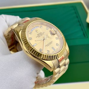 Đồng Hồ Rolex Fake Máy Cơ Nhật Automatic Day-Date Vàng Vàng 40mm (7)