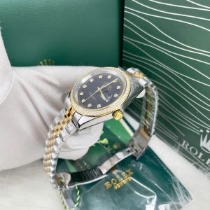 Đồng Hồ Rolex Fake Máy Cơ Nhật DateJust Mặt Đen Đính Đá 38-41mm (1)