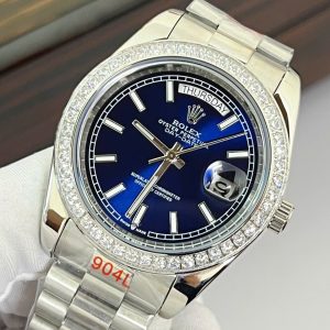 Đồng Hồ Rolex Fake Máy Cơ Nhật Mặt Xanh Dương Đính Đá DateJust 41mm