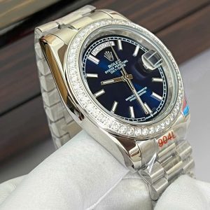 Dong Ho Rolex Fake May Co Nhat Mat Xanh Duong Dinh Da DateJust 41mm 8