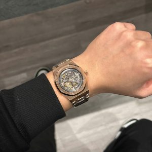 Đồng Hồ Audemars Piguet Royal Oak 15407 Skeleton Rose Gold Nhà Máy THB 2024 41mm (9)
