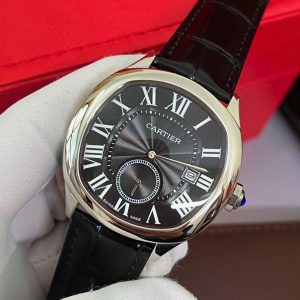Đồng Hồ Cartier Driver Fake Máy Cơ Nhật Mặt Xám Dây Da Đen 41mm (8)