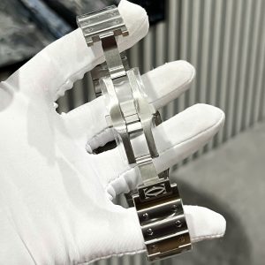 Đồng Hồ Cartier Santos Mặt Xanh Lá Cây Chế Tác Đính Đá Moissanite HK (2)