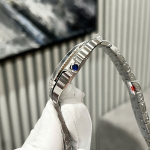 Đồng Hồ Cartier Santos Mặt Xanh Lá Cây Chế Tác Đính Đá Moissanite HK (2)