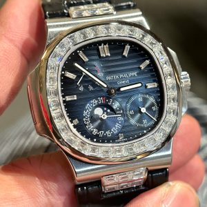 Đồng Hồ Patek Philippe Chế Tác Moissanite Nautilus 5724G Mặt Xanh Blue40mm (7)