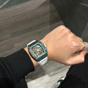 Đồng Hồ Richard Mille RM055 Carbon Dây Cao Su Màu Trắng Xưởng BBR (1)
