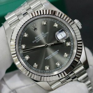 Đồng Hồ Rolex DateJust 126334 Fake 11 Mặt Xám Cọc Số Đính Đá 41mm (1)