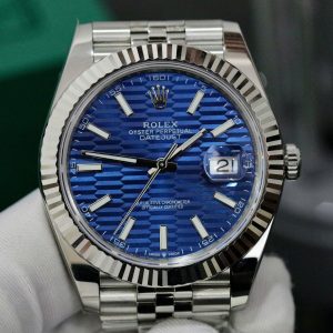Đồng Hồ Rolex DateJust 126334 Fake Máy Thụy Sỹ Mặt Xanh Dương Gấp Nếp 41mm (1)