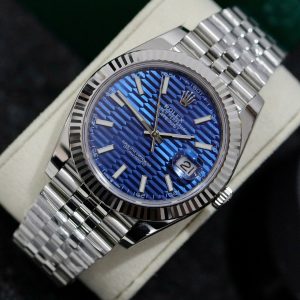 Đồng Hồ Rolex DateJust 126334 Fake Máy Thụy Sỹ Mặt Xanh Dương Gấp Nếp 41mm (1)