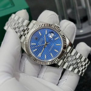 Đồng Hồ Rolex DateJust 126334 Fake Máy Thụy Sỹ Mặt Xanh Dương Gấp Nếp 41mm (1)