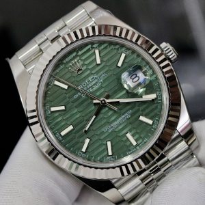 Đồng Hồ Rolex DateJust 126334 Fake Máy Thụy Sỹ Mặt Xanh Lá Gấp Nếp 41mm (1)