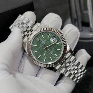 Đồng Hồ Rolex DateJust 126334 Fake Máy Thụy Sỹ Mặt Xanh Lá Gấp Nếp 41mm (1)