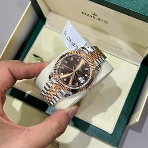 Đồng Hồ Rolex DateJust Mặt Chocolate Phủ Vàng Thật Máy Calibre 3235 Nâng Cấp 41mm (1)