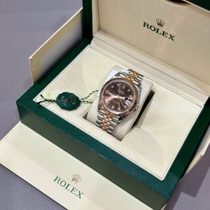 Đồng Hồ Rolex DateJust Mặt Chocolate Phủ Vàng Thật Máy Calibre 3235 Nâng Cấp 41mm (1)