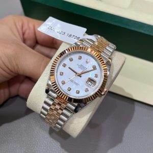 Đồng Hồ Rolex DateJust Mặt Xà Cừ Phủ Vàng Thật Máy Calibre 3235 Nâng Cấp 41mm (15)