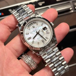 Đồng Hồ Rolex Day-Date Mặt Xà Cừ Tự Nhiên Đính Moissanite Nhà Máy GM 40mm (1)