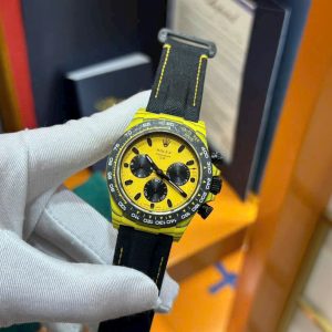 Đồng Hồ Rolex Daytona Diw Carbon Màu Vàng Dây Vải Replica 11 40mm (1)