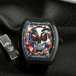 Đồng Hồ Franck Muller Vanguard Loes Van Delft Skull Vỏ Gốm Đen 45mm (8)