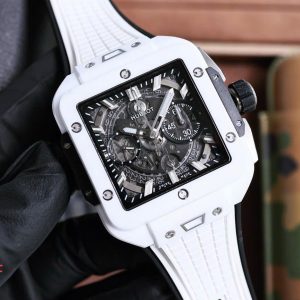Đồng Hồ Hublot Square Bang Unico Gốm Trắng Replica Nhà Máy BBF 42mm (5)