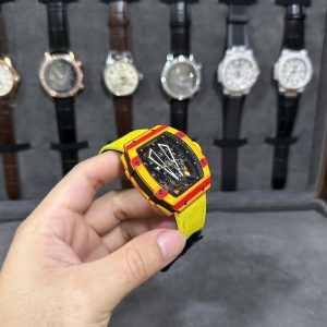 Đồng Hồ Richard Mille Fake Cao Cấp RM27 Màu Vàng Dây Vải Canvas 45mm (6)