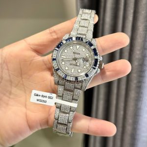 Đồng Hồ Rolex Chế Tác Đá Moissanite GMT Master II Viền Đá Sapphire 40mm (6)