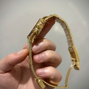 Đồng Hồ Rolex Chế Tác Phủ Vàng 18K Đính Đá Ruby Tổng Hợp & Moissanite 40mm (5)