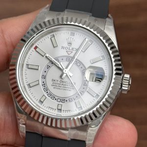 Đồng Hồ Rolex Nam Rep 11 Mặt Trắng Sky Dweller Dây Cao Su Màu Đen 42mm (6)