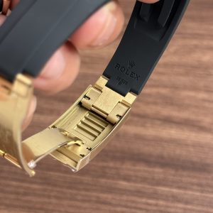Đồng Hồ Rolex Nam Rep 1:1 Mặt Vàng Sky Dweller Dây Cao Su Màu Đen 42mm (6)