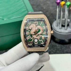 Đồng Hồ Franck Muller V45 Dragon Mặt Xanh Lá Cây Đính Đá Xưởng ABF 45mm