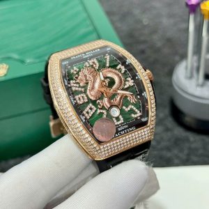 Đồng Hồ Franck Muller V45 Dragon Mặt Xanh Lá Cây Đính Đá Xưởng ABF 45mm