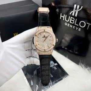 Đồng Hồ Hublot Automatic Nam Đính Full Đá Màu Vàng Hồng Fake Nhật 42mm (1)