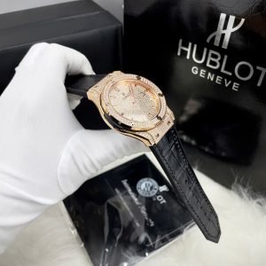 Đồng Hồ Hublot Automatic Nam Đính Full Đá Màu Vàng Hồng Fake Nhật 42mm (1)