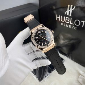 Đồng Hồ Hublot Cơ Lộ Máy Nam Đính Đá Màu Đen Fake Nhật 42mm (3)
