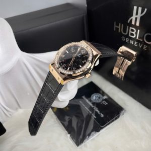 Đồng Hồ Hublot Cơ Lộ Máy Nam Đính Đá Màu Đen Fake Nhật 42mm (3)