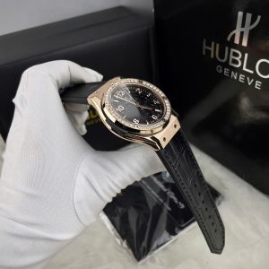 Đồng Hồ Hublot Cơ Lộ Máy Nam Đính Đá Màu Đen Fake Nhật 42mm (3)
