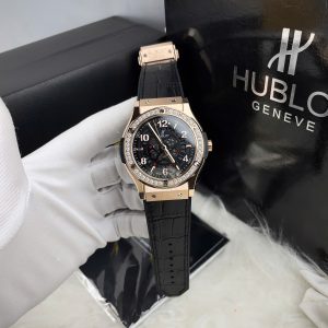 Đồng Hồ Hublot Cơ Lộ Máy Nam Đính Đá Màu Đen Fake Nhật 42mm (3)