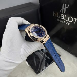Đồng Hồ Hublot Cơ Lộ Máy Nam Đính Đá Màu Xanh Dương Fake Nhật 42mm (3)