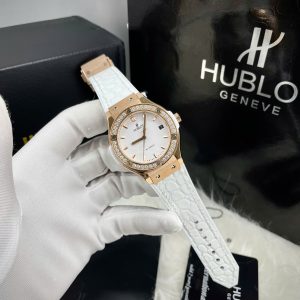 Đồng Hồ Hublot Nữ Màu Trắng Đính Đá Máy Cơ Automatic Nhật Miyota 8215 33mm (6)