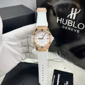 Đồng Hồ Hublot Nữ Màu Trắng Đính Đá Máy Cơ Automatic Nhật Miyota 8215 33mm (6)