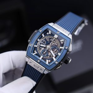 Đồng Hồ Hublot Replica 11 Spirit Of Big Bang Titanum Viền Gốm Xanh 44mm (2)