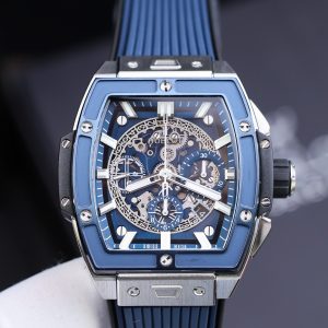 Đồng Hồ Hublot Replica 11 Spirit Of Big Bang Titanum Viền Gốm Xanh 44mm (2)